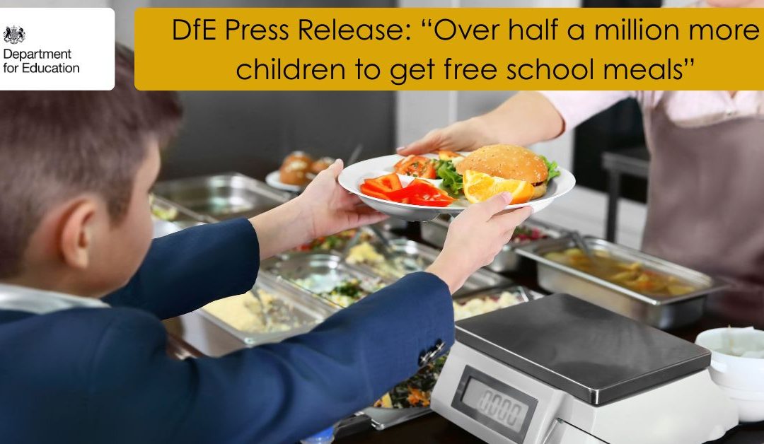 “Over half a million more children to access free school meals”
